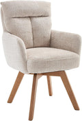 Silla giratoria Riess Ambiente Big George - Champán - Felpilla con reposabrazos madera de haya natural silla de comedor diseño retro
