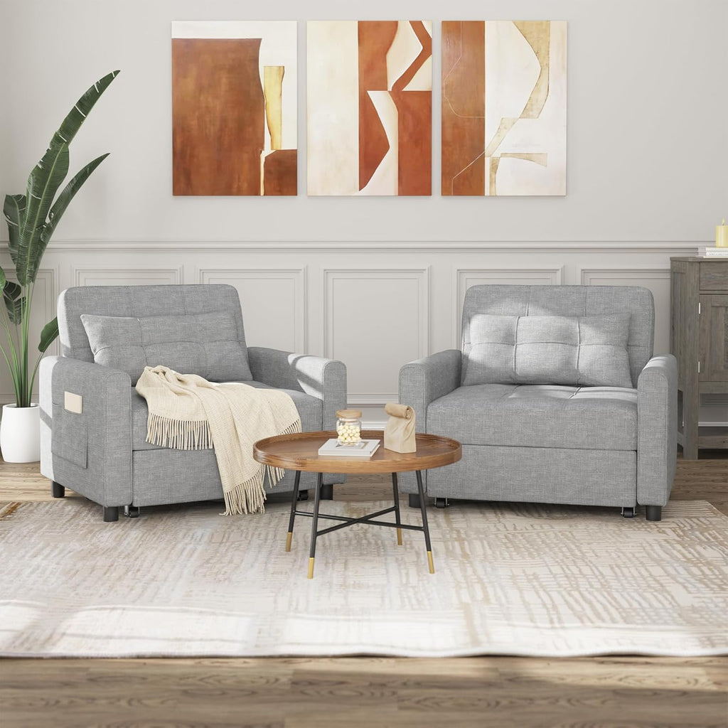 Sillón reclinable Bealife, sillón cama con respaldo ajustable, sillón para televisión, sofá cama plegable, sillón relax para sala de estar, dormitorio (gris claro)
