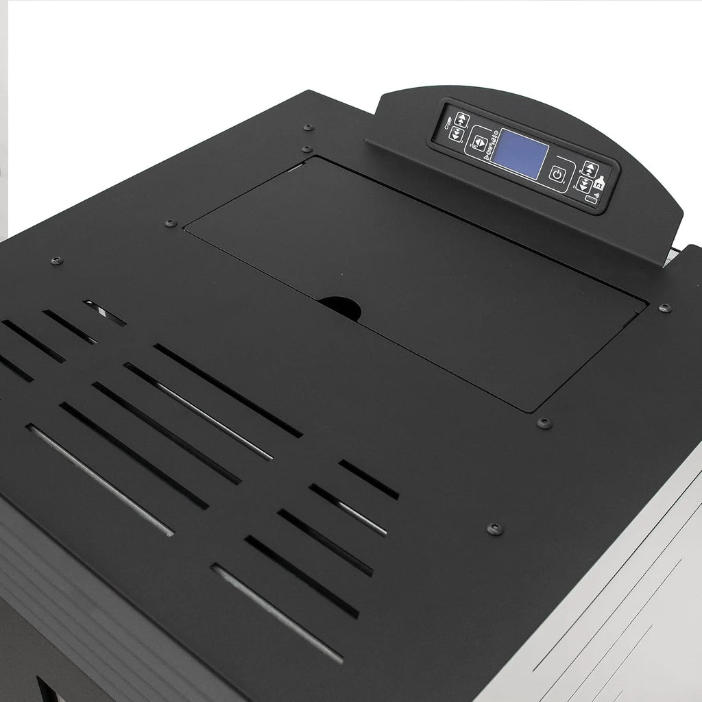 STUFE A PELLET ITALIA California 8 kW, wydajność, 91% ogrzewanie, 70 m², czas pracy 20 h, programowalny 5 prędkości i mocy, kompaktowa konstrukcja, 24 miesiące, biały