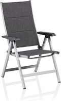 Silla plegable acolchada KETTLER BasicPlus, plata/antracita, aluminio/textilene, 0301201-9000, respaldo ajustable