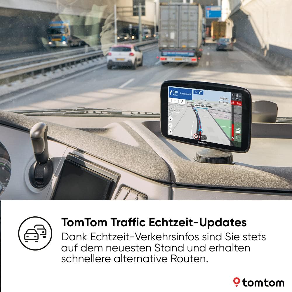TomTom GO Expert Plus navegador para camiones (pantalla de 7 pulgadas, rutas y puntos de interés para vehículos grandes, TomTom Traffic incluido, mapas del mundo, alertas de restricciones en tiempo real)