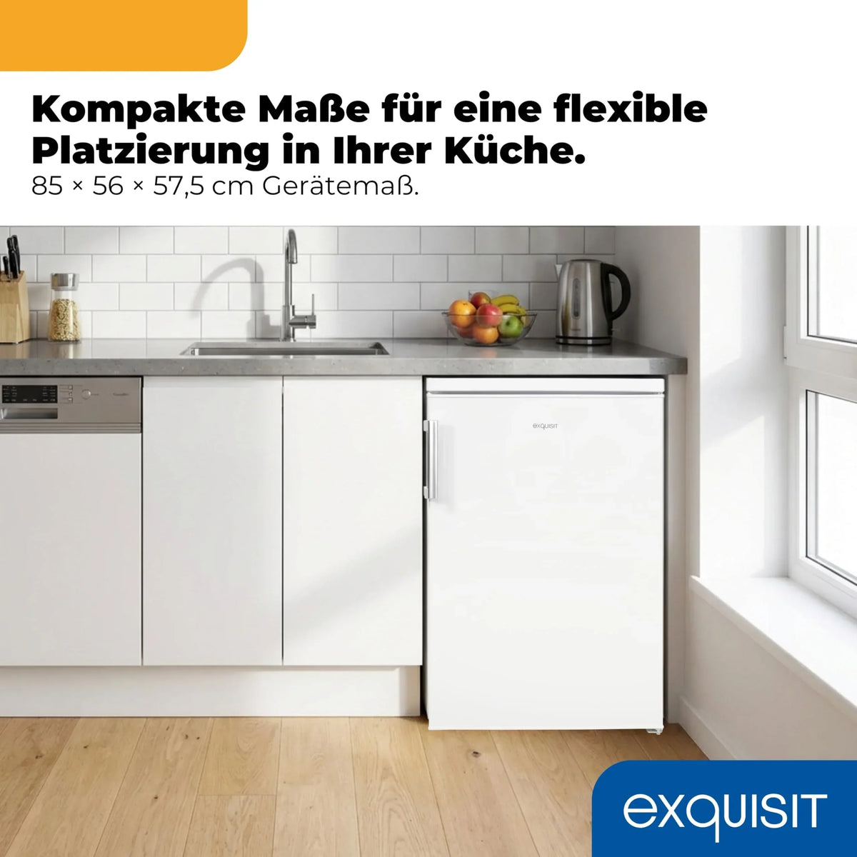 Frigorífico de 133 L sin congelador KS516-V-H-010E, 3 estantes de cristal, luz LED, cajón para verduras, puerta reversible, clase energética E