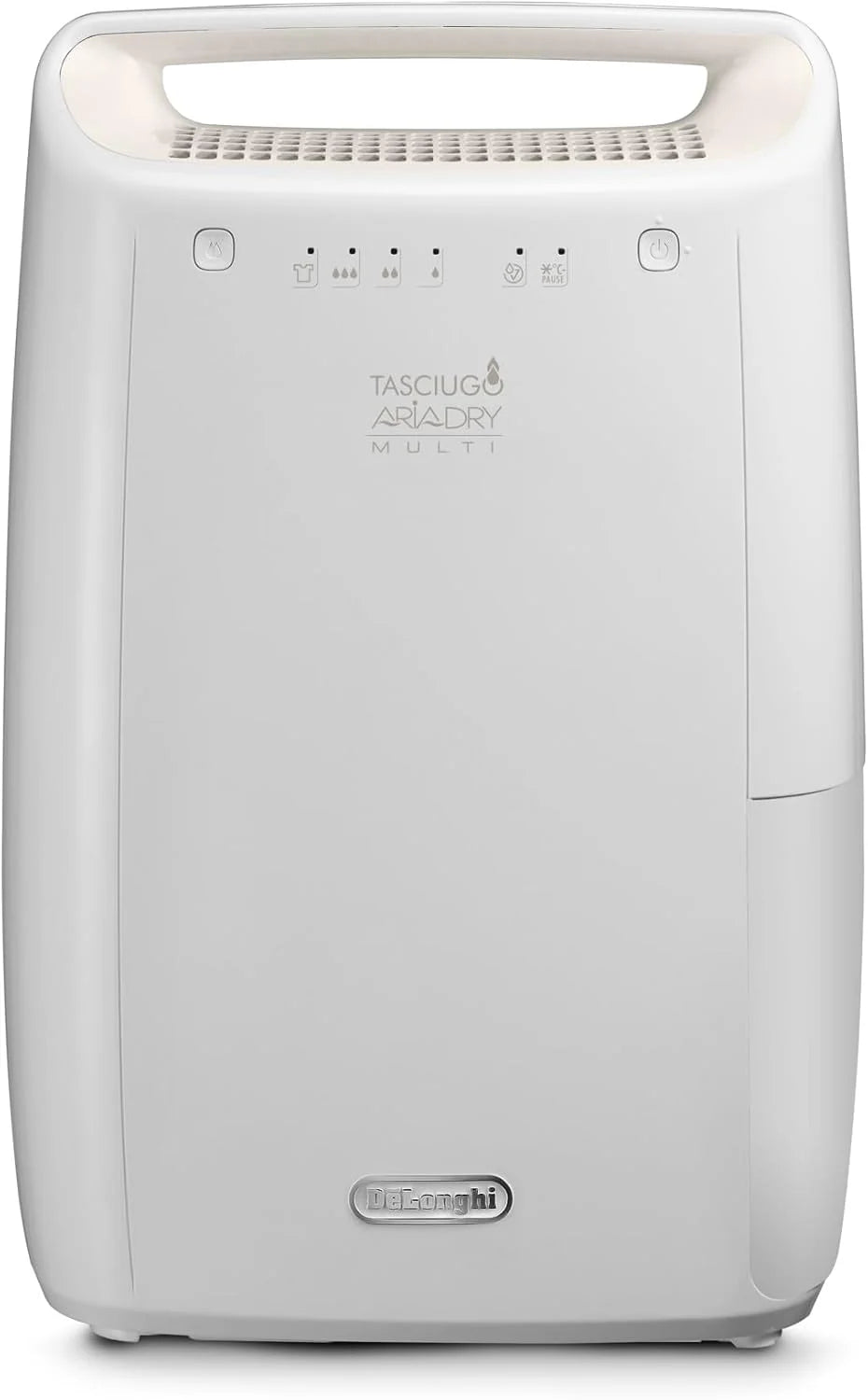 De'Longhi DEX210SF osuszacz powietrza w domu do usuwania wilgoci, odporny na pleśń, suszarka, podwójny system filtracji powietrza, 10 l/dzień, system bezpieczeństwa, uchwyt, biały