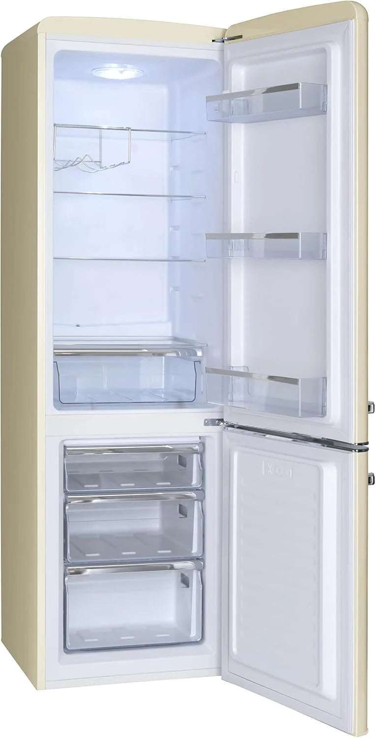 Amica KGCR 387 101 B Retro lodówko-zamrażarka/beżowa / 181 cm (wys.) x 55 cm (szer.) x 62 cm (gł.) / styl retro/lodówka z zamrażarką