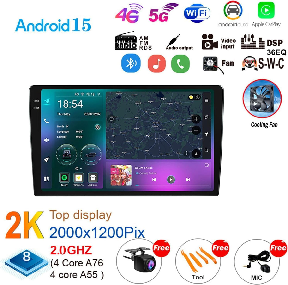 MingXing Y200s~2/64GB, Autoradio Android 15.0 Doble DIN para T-oyota Highlander 2007-2013, Tablet para coche de 10 pulgadas con GPS, FM, Bluetooth, compatible con Android Auto y Apple CarPlay