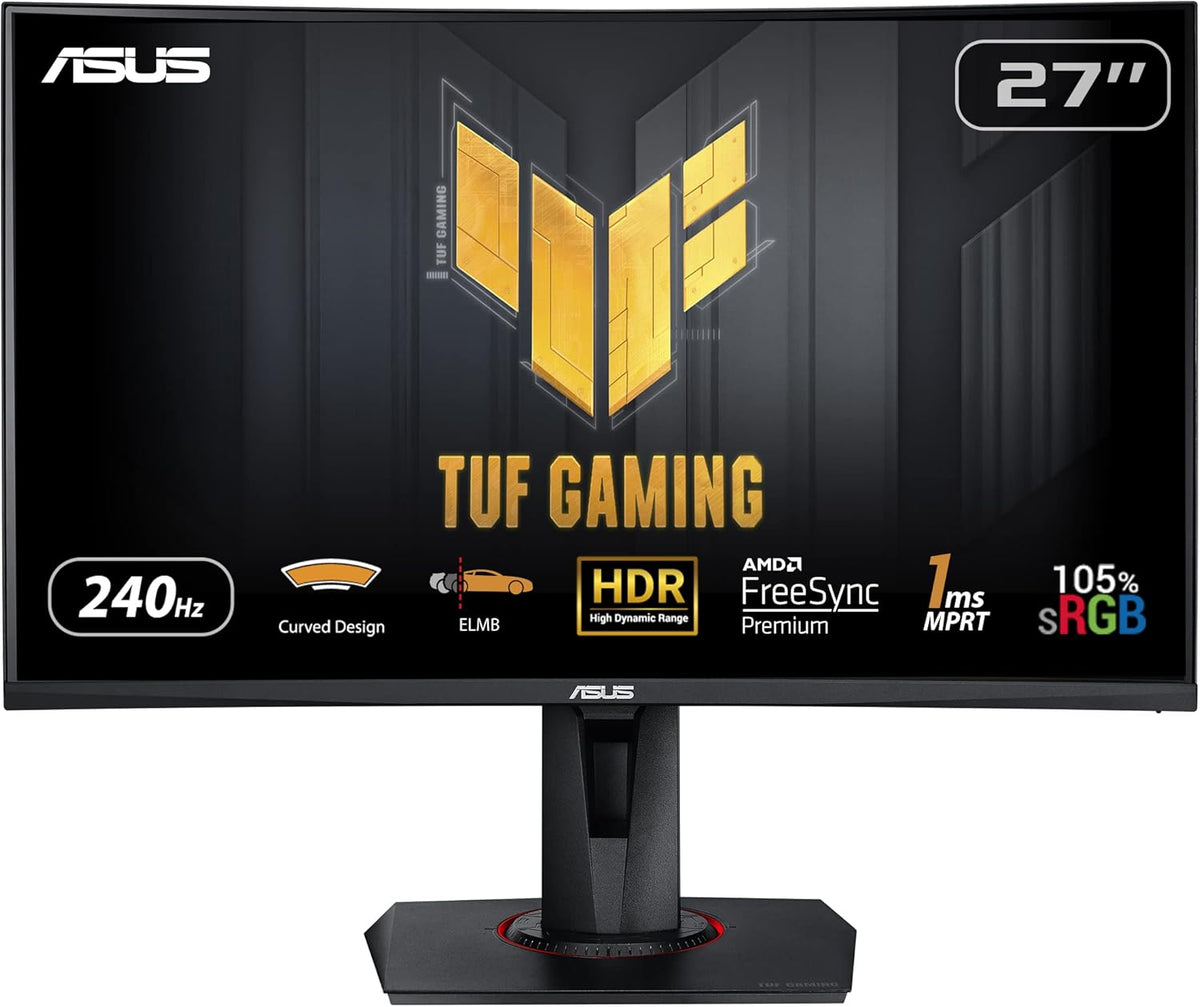 ASUS TUF Gaming VG27VQM - Monitor Gaming Esport 27" FHD - Panel VA curvo - 240Hz - 1ms - 1980x1080 - Display Port, 2X HDMI y 2X USB-A - Altavoces - AMD FreeSync - Extreme Low Motion Blur