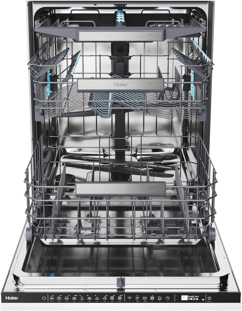 Haier I-PRO Shine SERIE 6 | XI 4A4M4PB / Lavavajillas totalmente integrable 60 cm / 14 cubiertos / función Wi-Fi / tercera bandeja / resultados de limpieza y secado mejorados