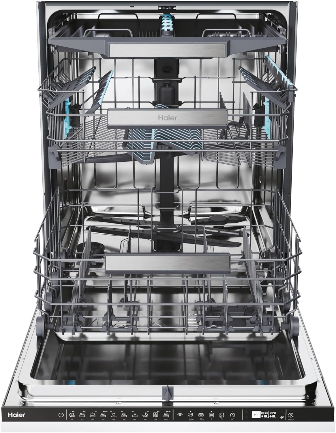 Haier I-PRO Shine SERIE 6 | XI 4A4M4PB / Lavavajillas totalmente integrable 60 cm / 14 cubiertos / función Wi-Fi / tercera bandeja / resultados de limpieza y secado mejorados