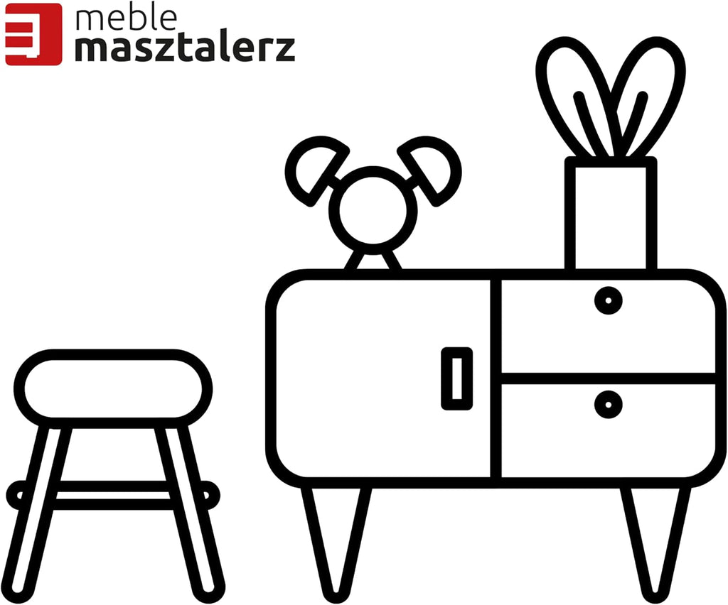 Meble Masztalerz Cómoda con frentes en blanco brillante y 5 cajones de 70 cm, aparador para salón y dormitorio, Al.: 124,5 cm, An.: 70 cm, Pr.: 39 cm - Cómoda con cajones - Cajonera