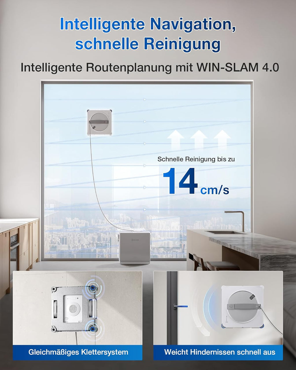 Robot limpiacristales ECOVACS WINBOT W2S Omni con estación multifunción, limpieza inteligente hasta los bordes con TruEdge™, carga durante el funcionamiento, TRES boquillas de agua, protección de 12 niveles