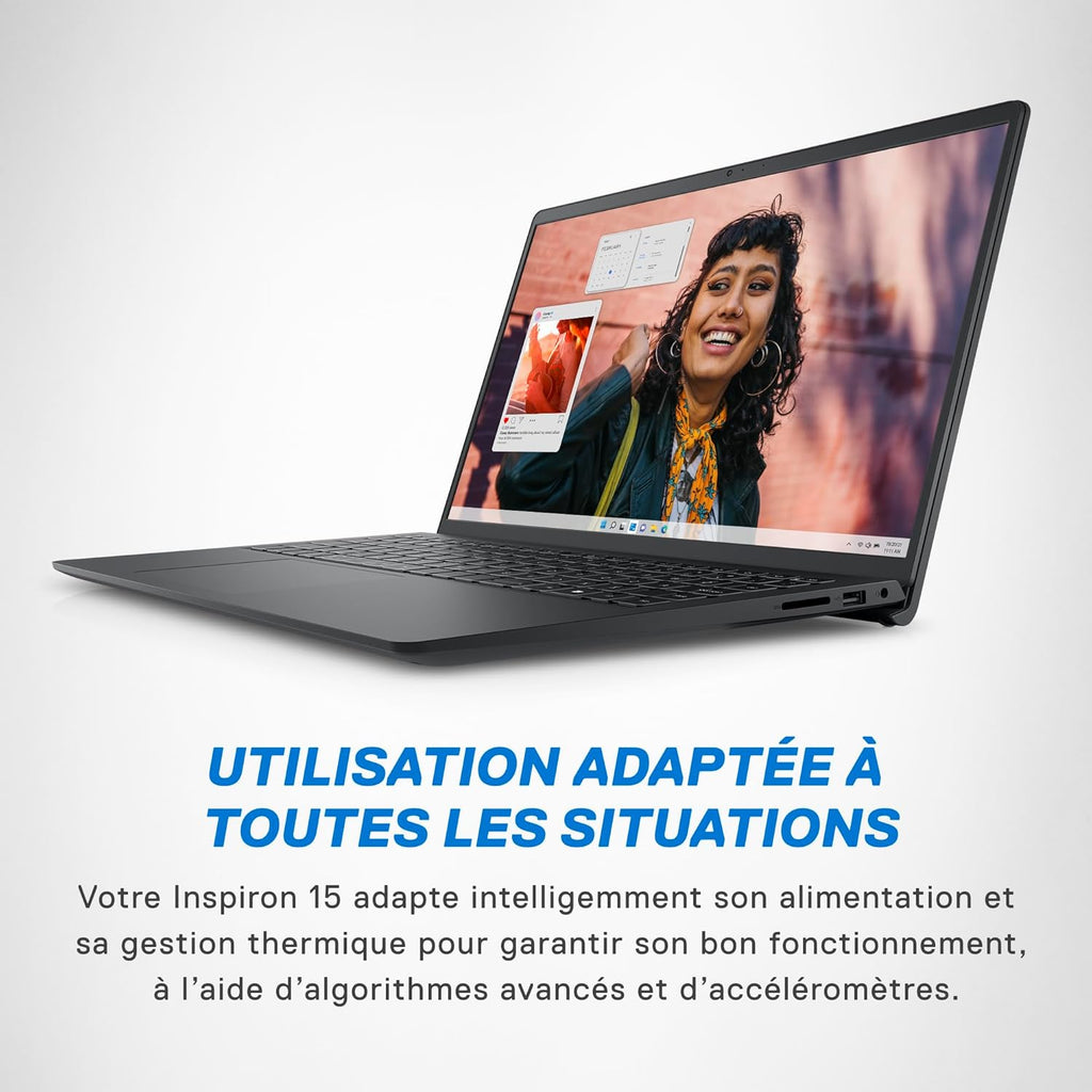 Dell Inspiron 15 (3530) - Pantalla FHD de 15,6" a 120 Hz, Intel Core i3-1305U, 8 GB de RAM, SSD de 256 GB, Intel UHD Graphics, Windows 11 Home, teclado AZERTY - Negro carbón