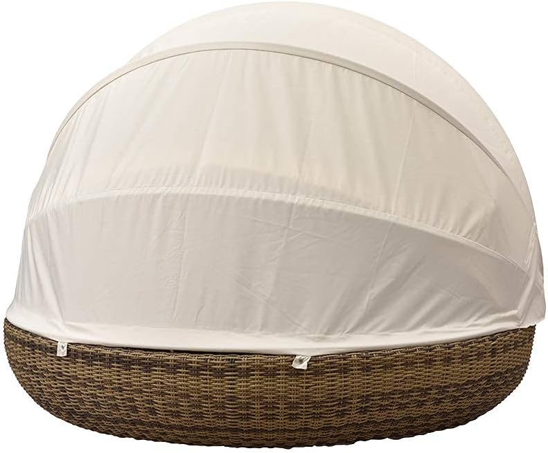 Isla de descanso Strandkorbwerk Pacific Cubu Cream Grey - Mecanismo giratorio de 360° - Salón de jardín - Muebles de jardín - Tumbona - Isla solar