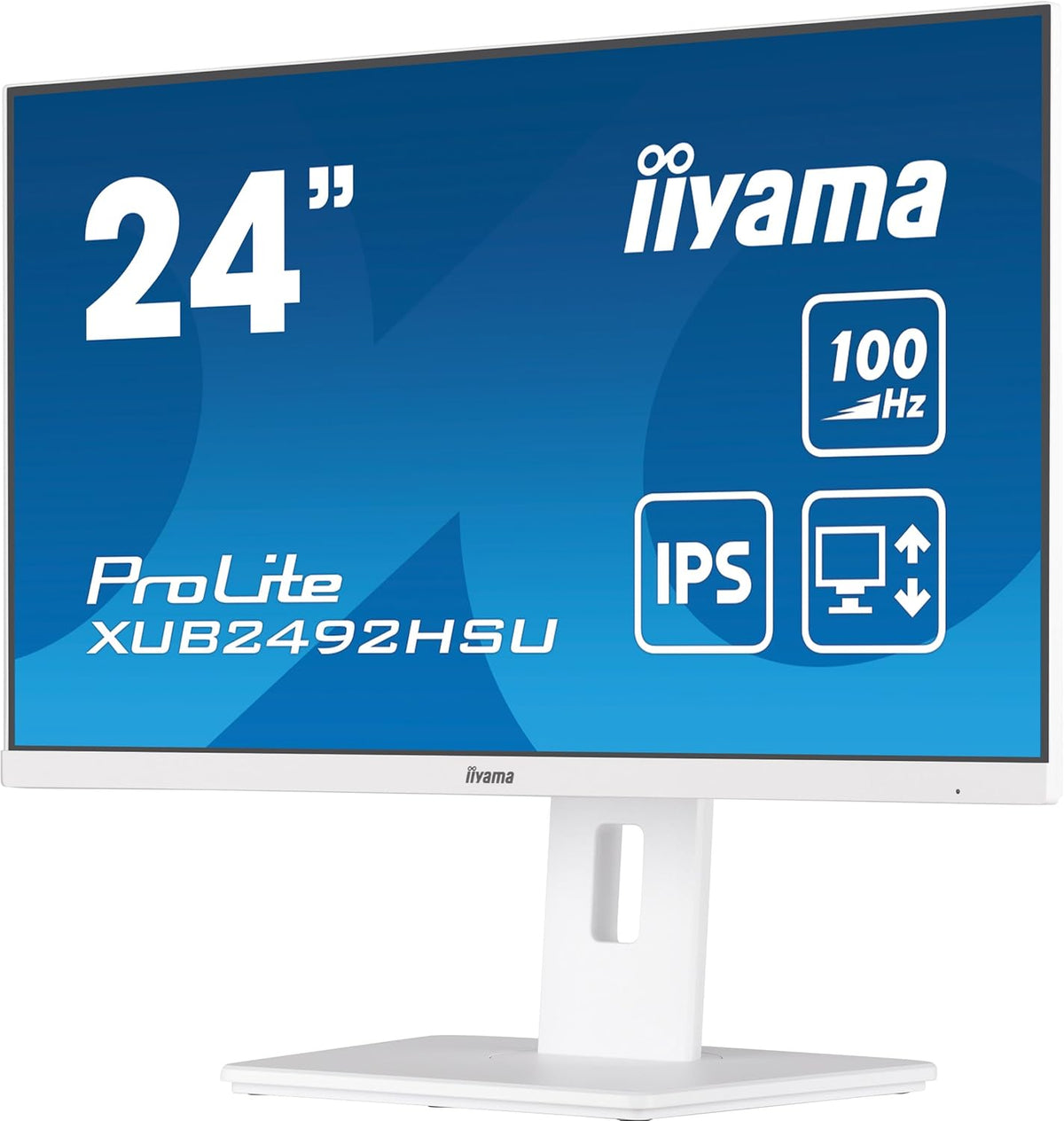 iiyama Monitor Prolite XUB2492HSU-W6, 23,8" Slim, IPS, FHD@100Hz, 0,4ms, 250 CD, 1300:1, Altavoces, HDMI/DP/USB-HUB, soporte ajustable en altura de 15cm + pivote, TCO