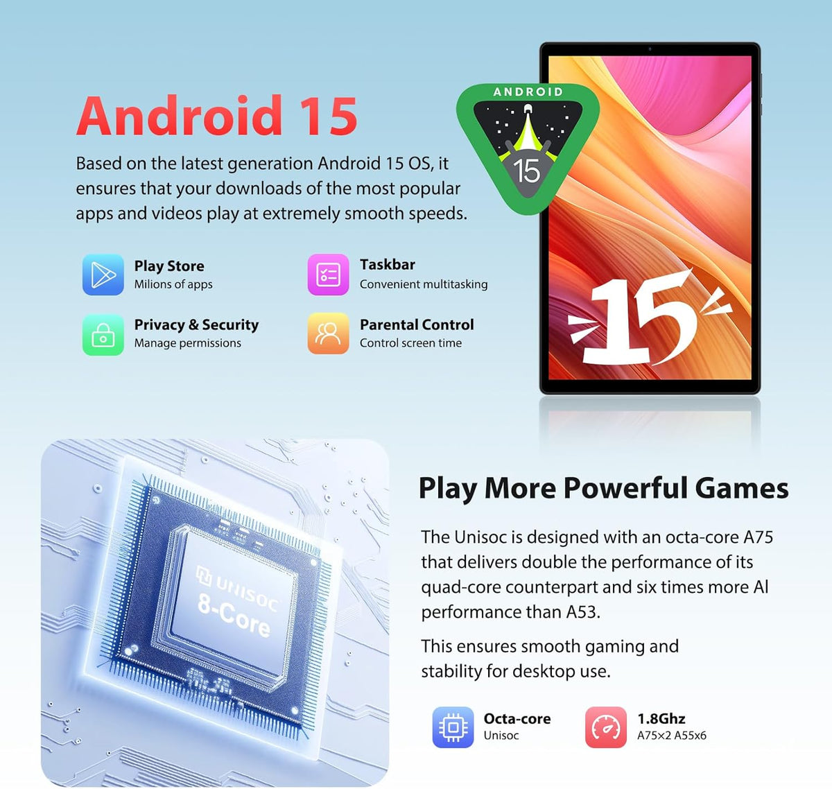 Tableta Android 15 de 10,4 pulgadas, 4G LTE y WiFi 5G, Octa-Core, 36 GB RAM + 512 GB ROM (1 TB TF), pantalla FHD 2K 2000x1200, Widevine L1/GMS/GPS/8+13 MP/batería de 8000 mAh con teclado y ratón (negro)