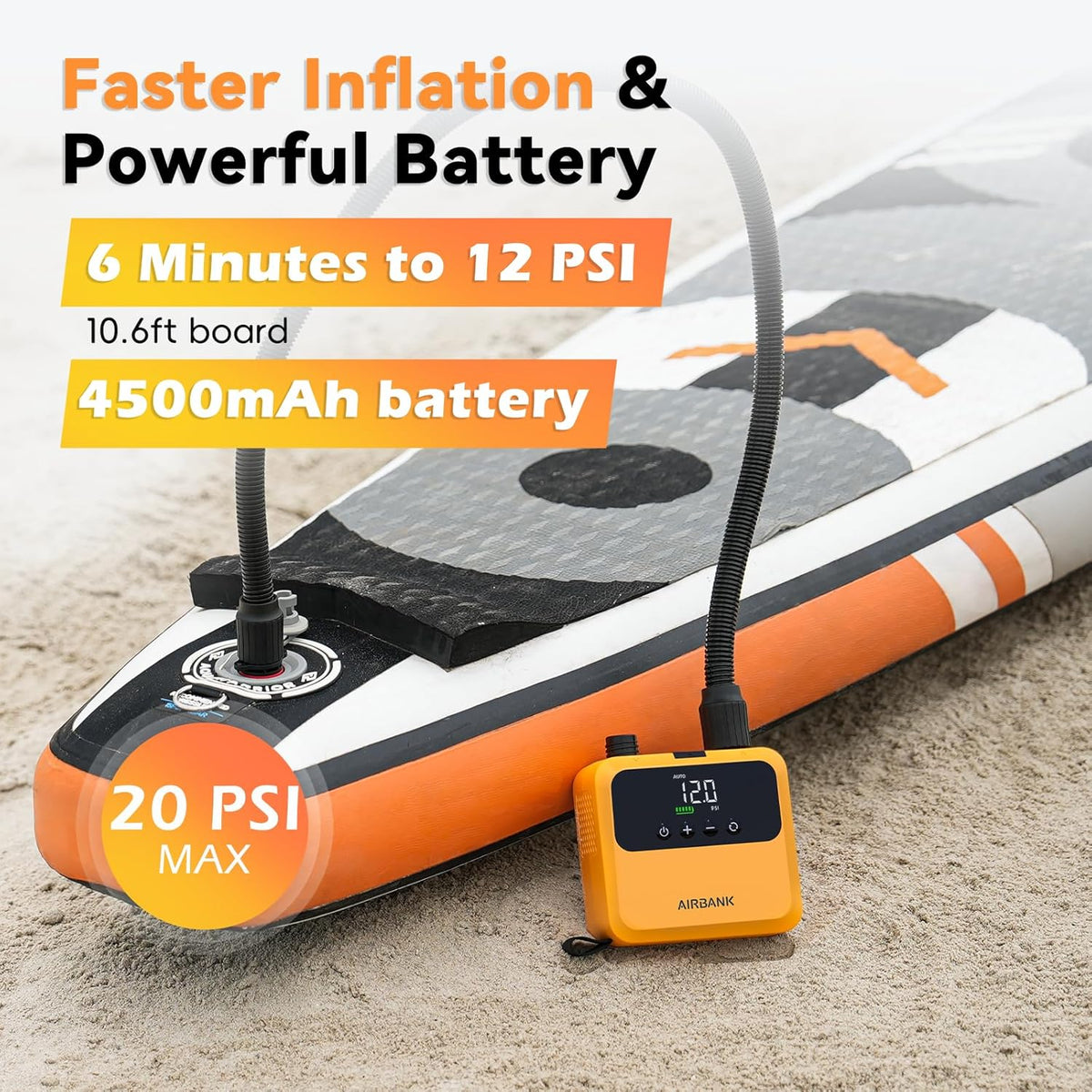 Bomba de aire eléctrica para SUP PULSE Pro D23PRO 20 PSI, bomba con batería y motor sin escobillas para kayaks, botes y tiendas de campaña