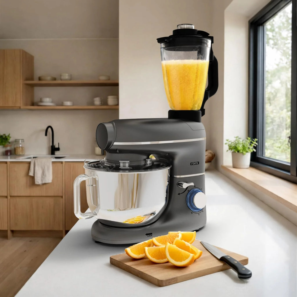 Robot kuchenny 2000 W, robot kuchenny, procesor żywności, miska do mieszania 6,2 l, w zestawie maszynka do mielenia mięsa, blender i dodatkowe akcesoria (Antracytowy)