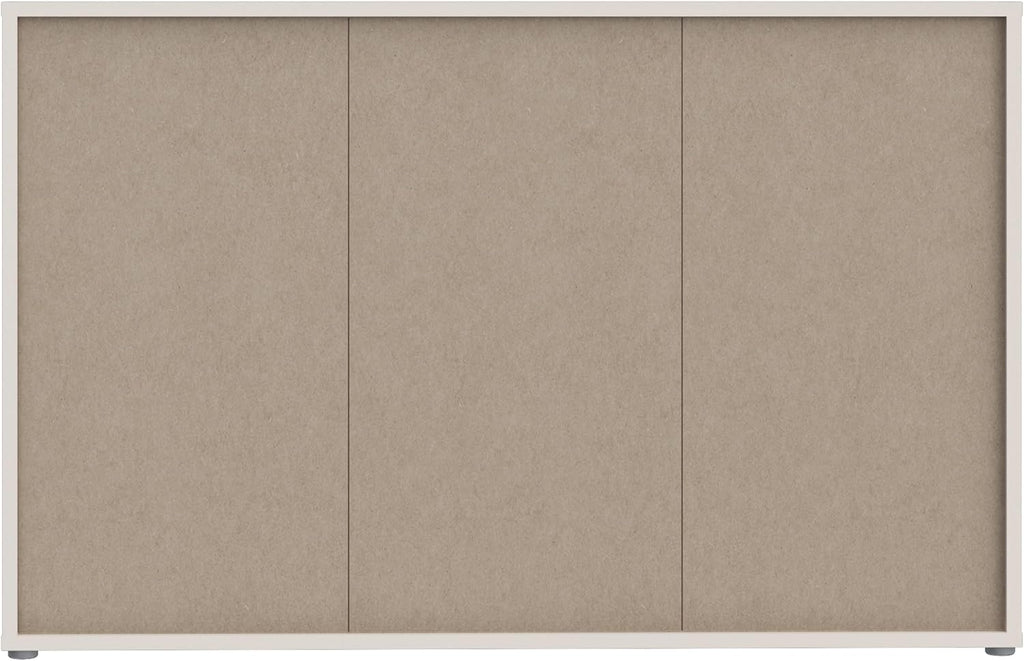 Cómoda Forte Alice Springs 150 155, aparador grande con 3 puertas de armario, pasillo, salón, dormitorio, madera de ingeniería, beige cachemira, 154,2 cm de ancho x 99,1 cm de alto x 34,9 cm de profundidad