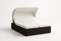 Cama de jardín de resina con toldo blanco y marrón