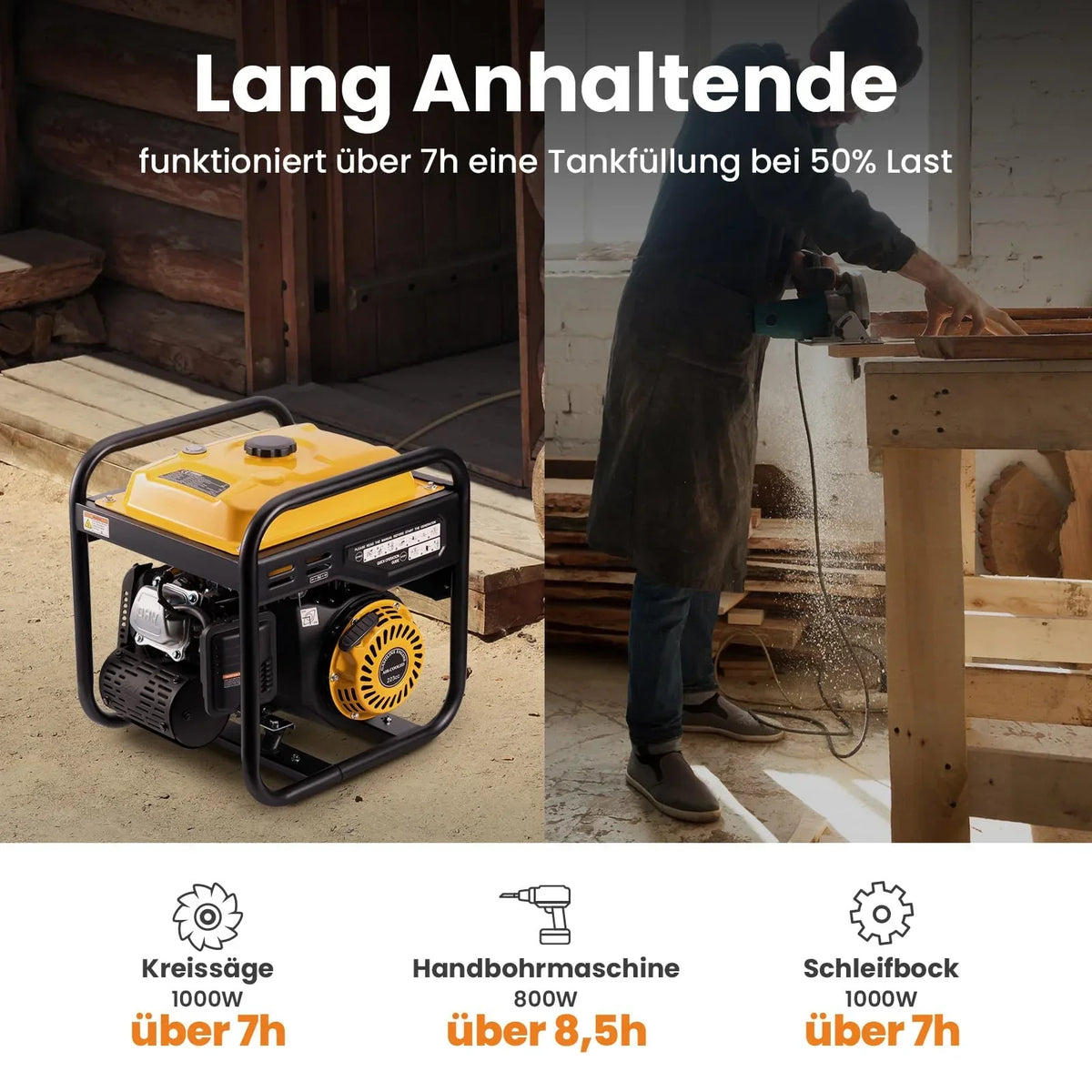 Generador inversor maXpeedingrods 3500W de gasolina 230V 4 tiempos 223cc, generador de emergencia portátil para garaje, taller y obra