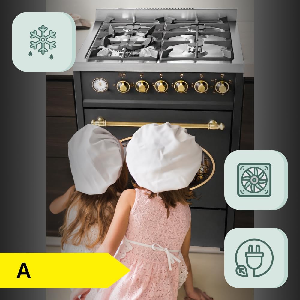 Cocina de gas GURARI con horno a gas GCH G 614 BR independiente 60 cm | Grill a gas | Rustipollo | Temporizador analógico eléctrico con función STOP | Cajón con sistema push-pull | Control de gas | Cocina tipo Range Cooker gas natural/propano
