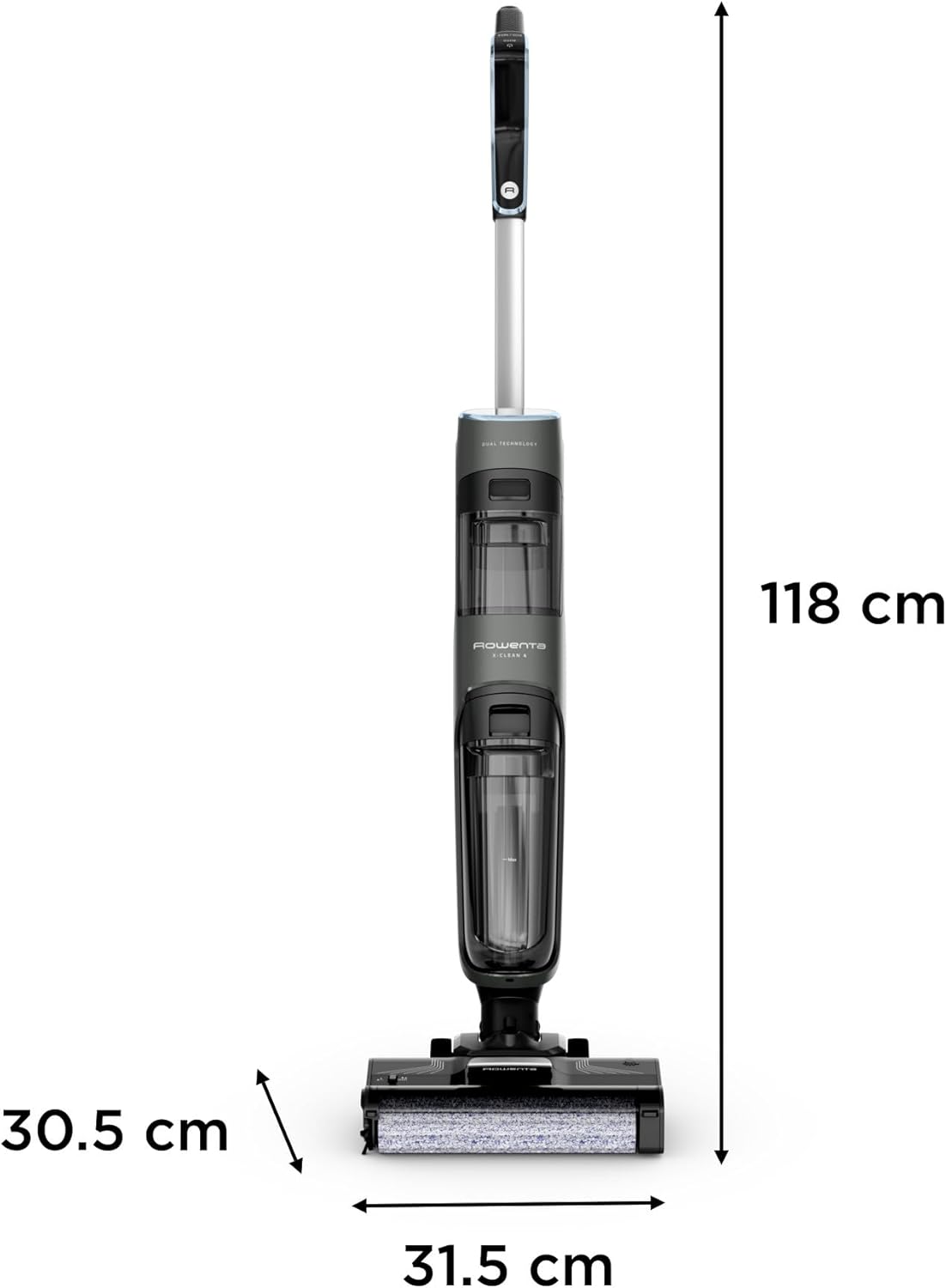 Aspirador escoba friegasuelos inalámbrico Rowenta X-Clean 4, aspiración y fregado potente, inteligente, 50 min de autonomía, autolimpieza GZ5037WO, negro
