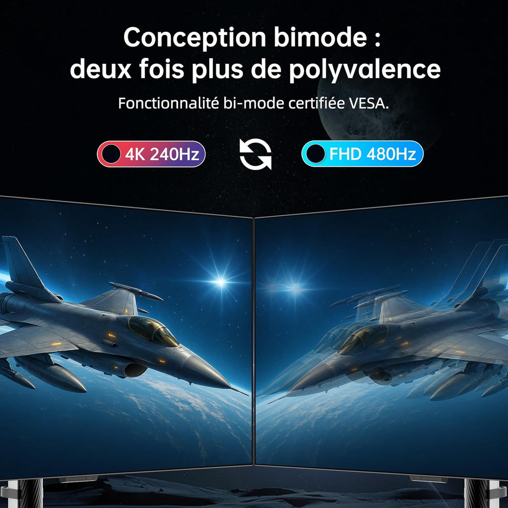 Monitor OLED 4K de 32 pulgadas KTC, monitor de PC para juegos de modo dual 4K a 240 Hz / 1080P a 480 Hz, tiempo de respuesta de 0,03 ms, FreeSync/G-Sync, HDR True Black 400, HDMI 2.1, DP 1.4, USB-C de 65 W, 3 USB-A 3.0, KVM