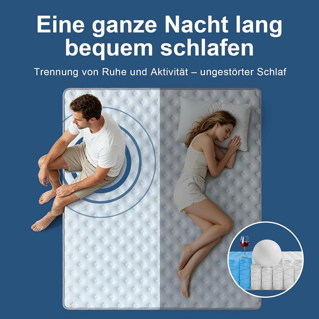 Materac 160x200 H3 - Siedmiostrefowy Materac Sprężynowy Pocket z Pianką Memory - Wysokość 20 cm - Przyjazny dla Skóry i Oddychający - Do Sypialni