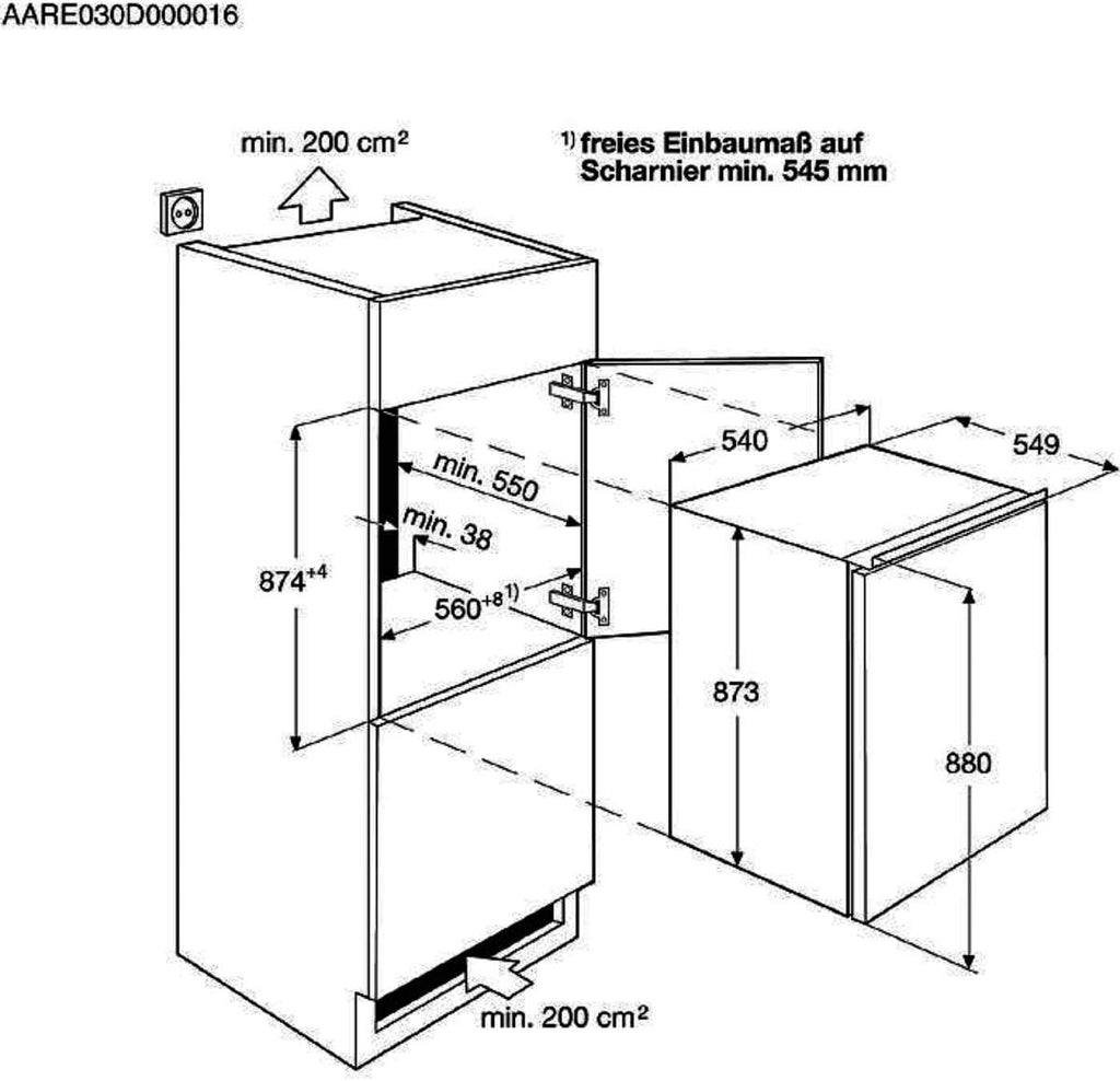 Frigorífico integrable AEG TSK5O881ES / 880 mm / 142 L / Puerta deslizante / E