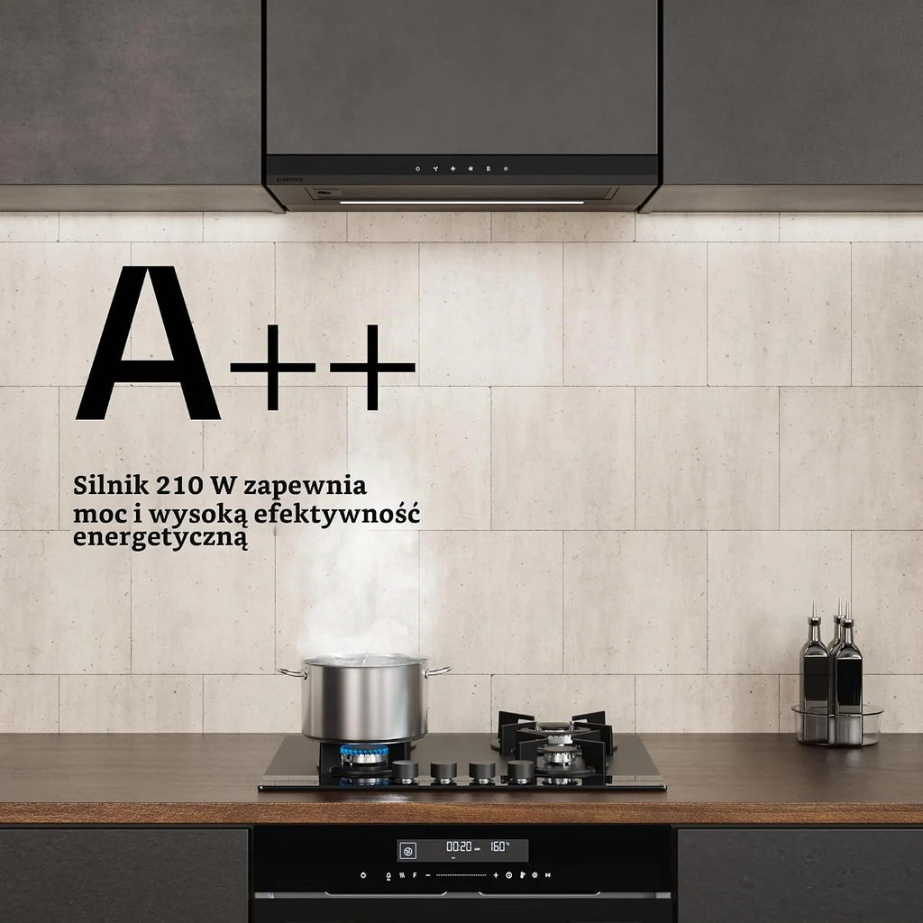 Klarstein Okap kuchenny, Velaire 60cm, podblatowy, rozkładany, 896 m³/h boost, dotykowy, klasa energetyczna A++, LED, cichy, aluminiowy i z filtrem z węglem aktywnym, blatowy kuchnia, czarny