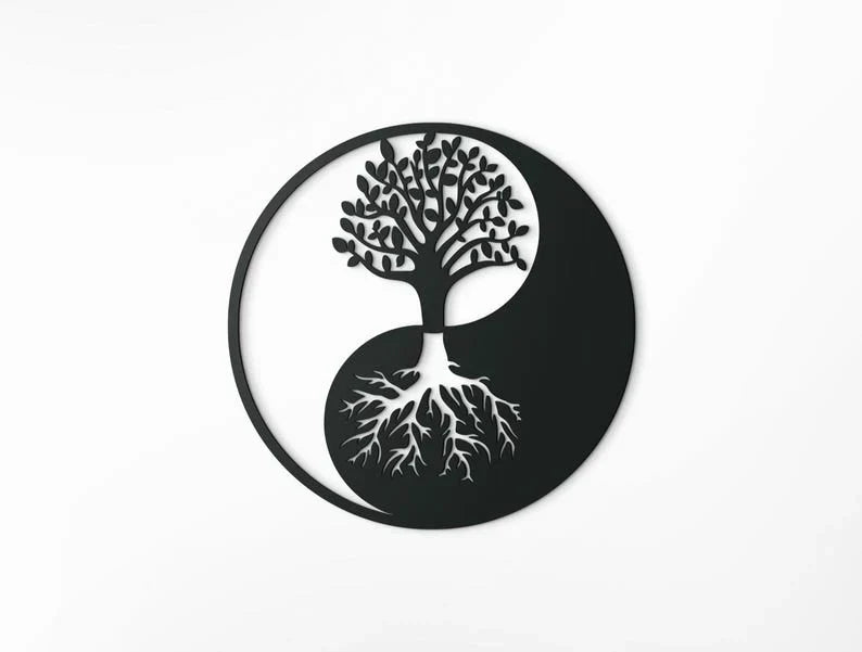 Decoración de pared redonda de madera en 3D Yin Yang | Decoración para el hogar espiritual