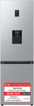 Frigorífico combi Samsung, refrigerador con congelador, 185 cm, 341 l de volumen total, 114 l de congelador, modo AI Energy, dispensador de agua, aspecto acero inoxidable, RL34C652CSA/EG
