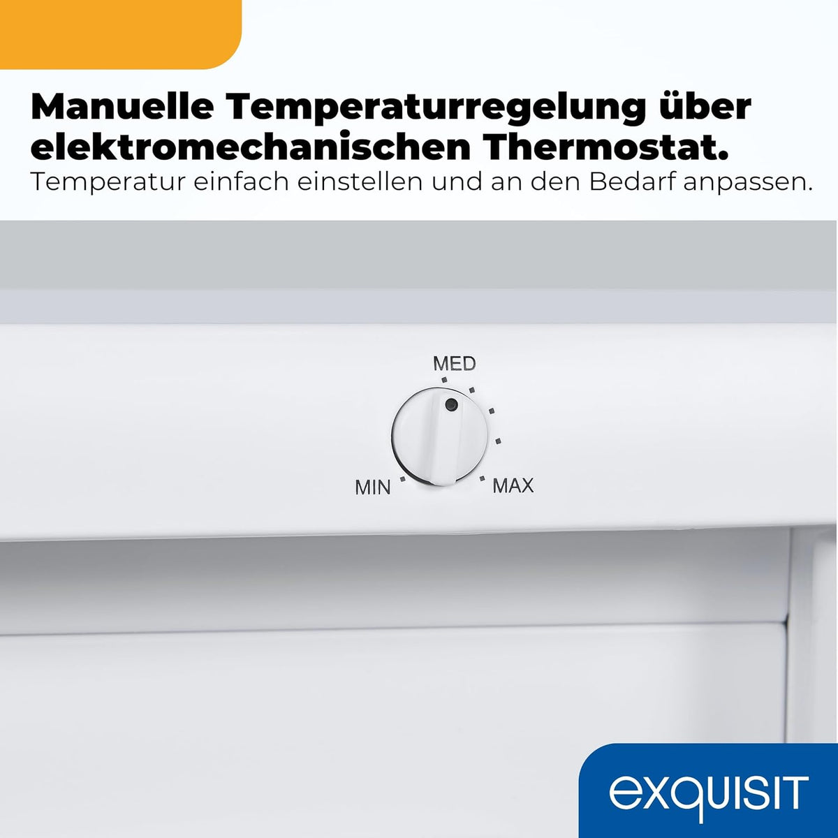 Congelador Exquisit | 91 l de capacidad útil, clase de eficiencia energética E, 40 dB(A) | diseño compacto, congelación de 4 estrellas, control manual de temperatura, puerta reversible | GS512-040E blanco