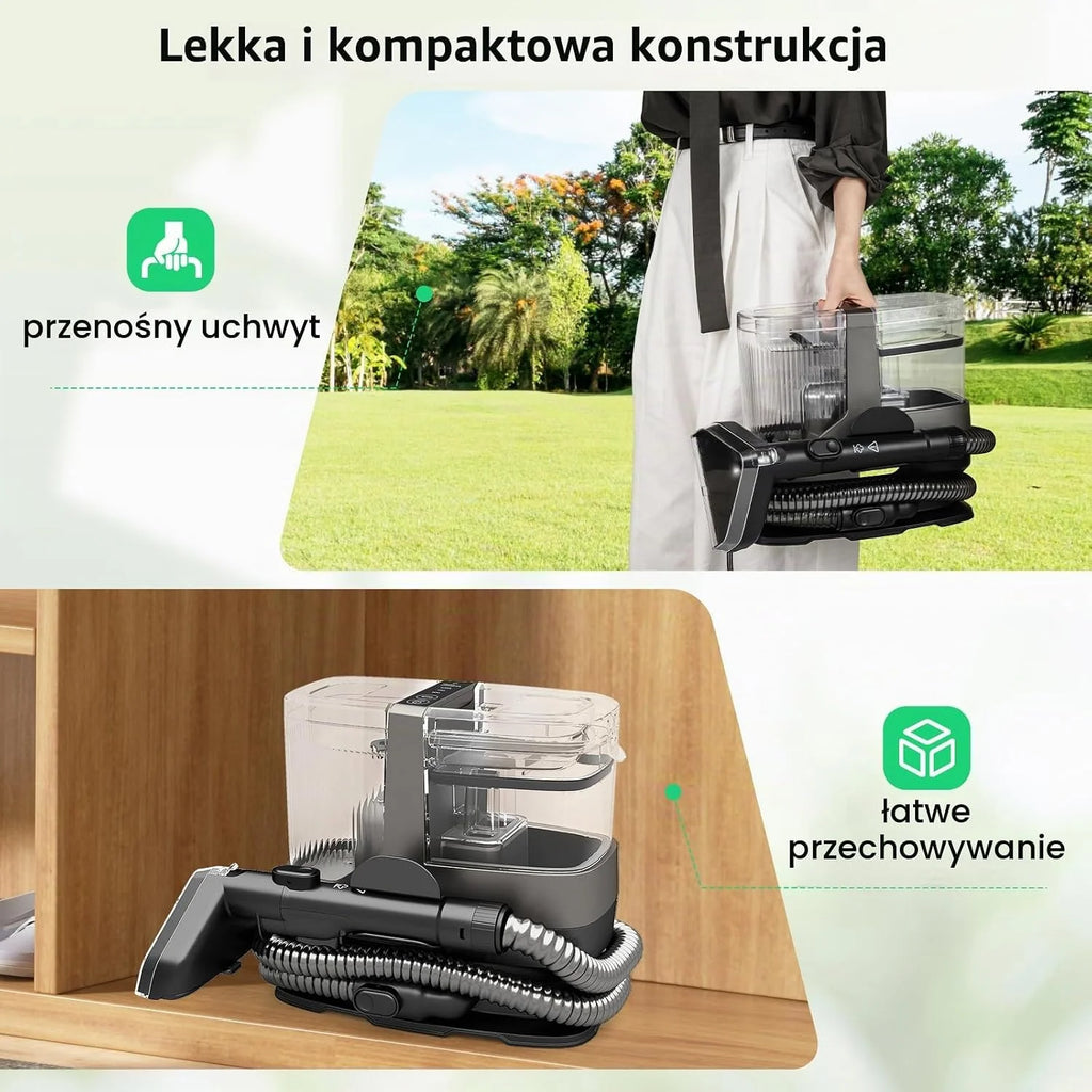 COSTWAY Urządzenie do czyszczenia tapicerki, 1800 W, para, sterylizacja, czyszczenie zimnej i gorącej wody, odkurzacz z 2 głowicami szczotki, przenośny odkurzacz na mokro do sofy, tapicerki, schodów
