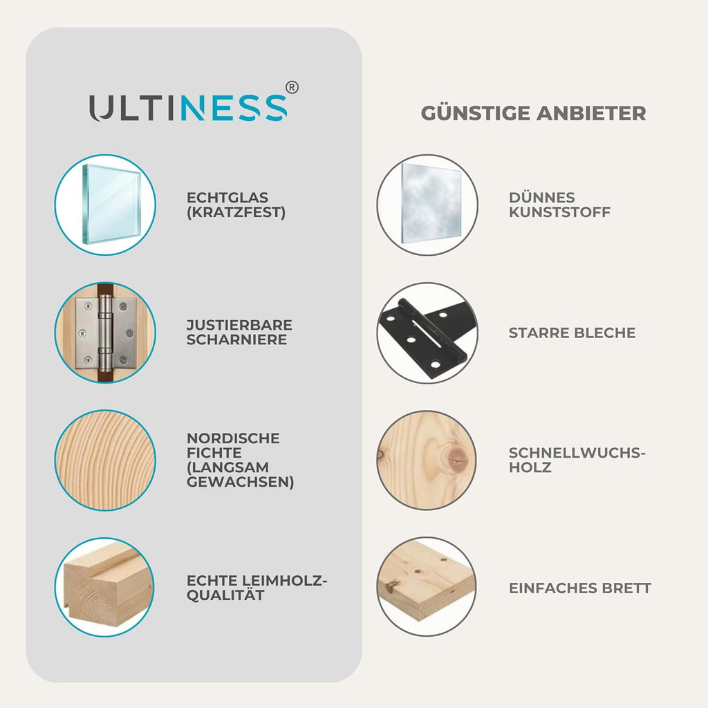 Puerta de madera de abeto nórdico para caseta de jardín, doble hoja, 141x177 cm | Cristal real, incluye juego de manillas y umbral de aluminio, puerta de jardín para cobertizo, puerta exterior de madera para taller