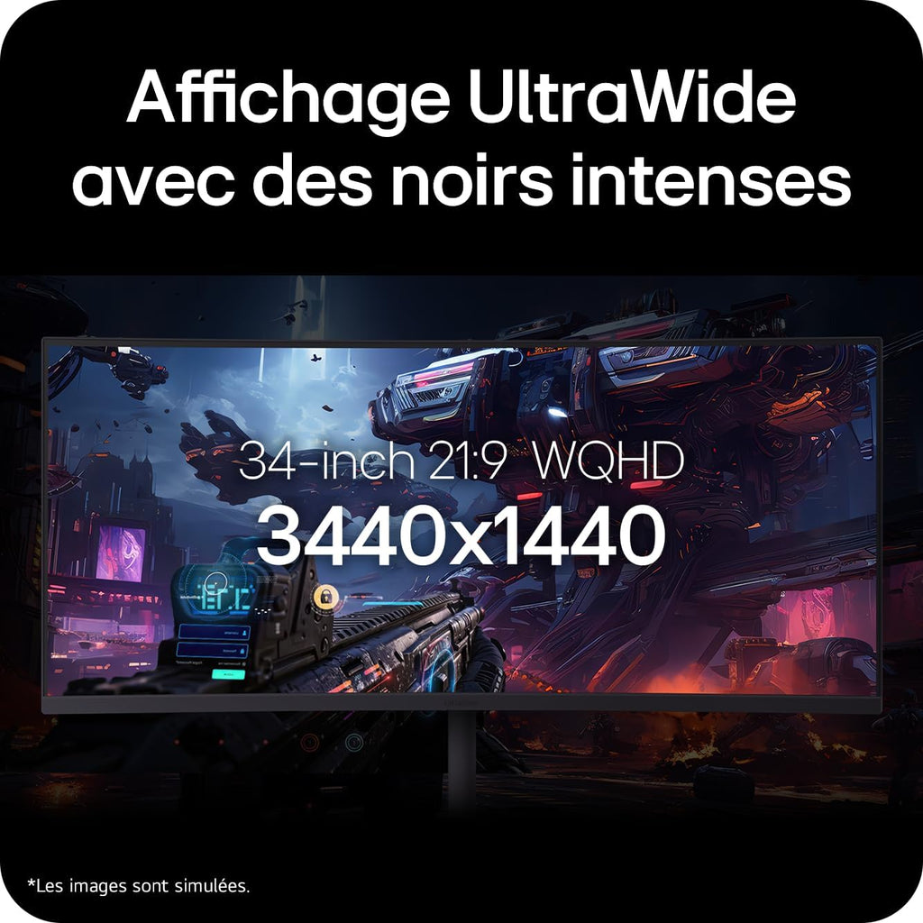 LG Ultragear™ 34G630A-B.AEU Monitor Gaming de 34" - Panel VA resolución WQHD (3440 x 1440), 1ms GtG 240Hz, DisplayHDR™ 400, sRGB 95% (CIE1976), FreeSync Premium