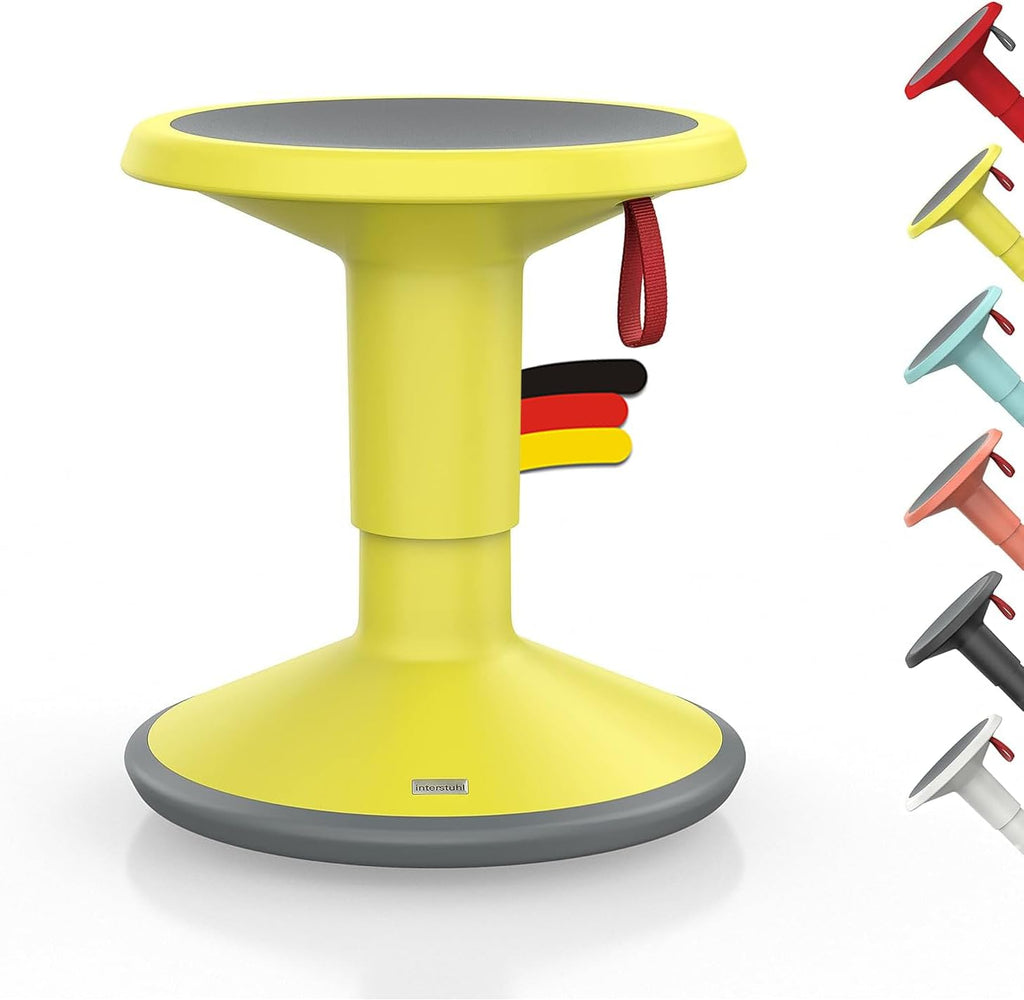 Interstuhl UPis1 - taburete ergonómico con efecto de oscilación - regulable en altura - taburete con base antideslizante y protección contra vuelcos - taburete de oficina (amarillo limón, UP Junior)