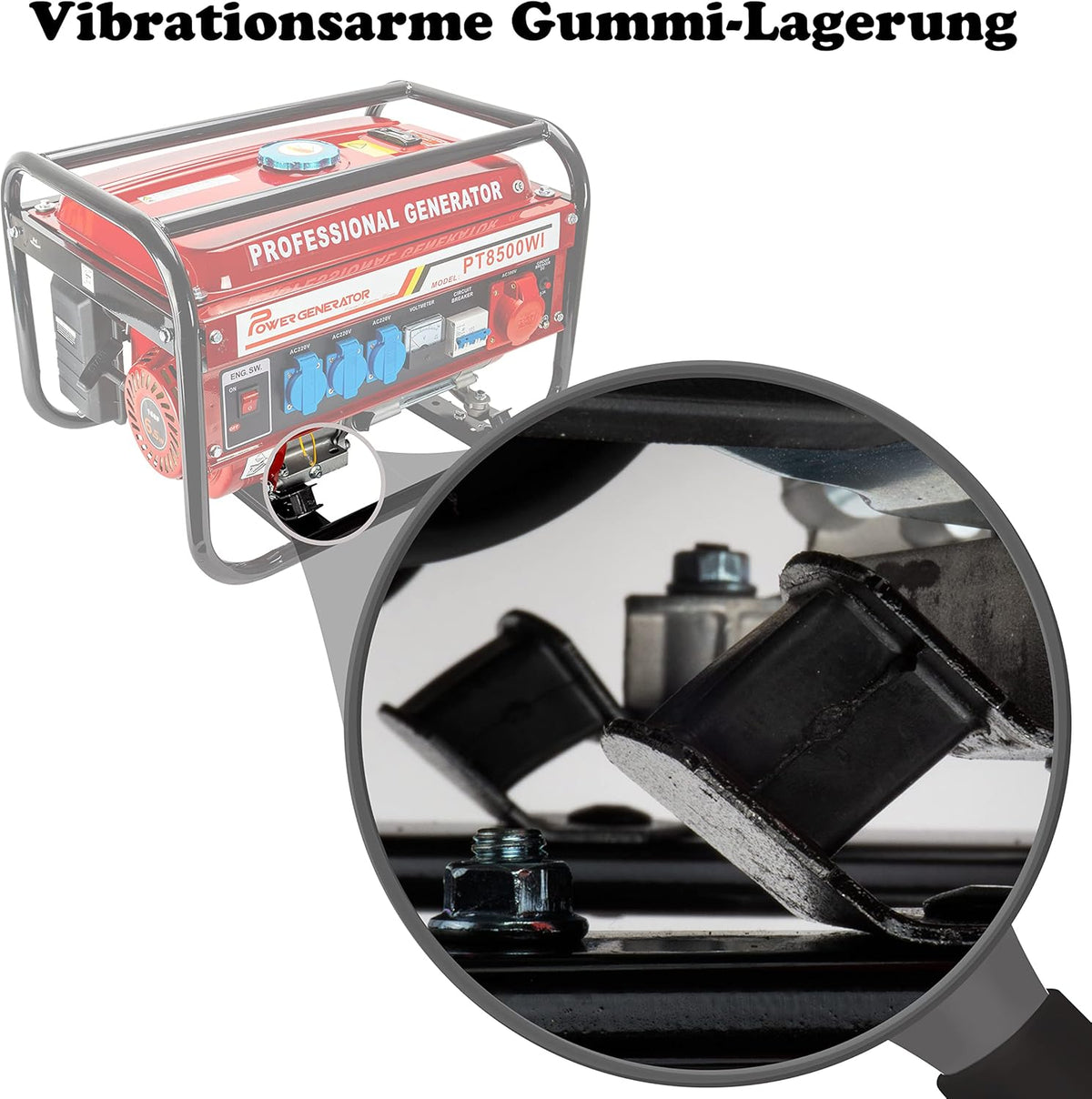 Generador eléctrico de gasolina | Generador de energía con accesorios | Generador de emergencia silencioso | 5 tomas de corriente 3x 230V / 1x 400V / 1x 12V | 6,5 HP (generador eléctrico con arranque manual)