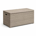 Baúl de jardín de ratán sintético 120x60x50 cm beige