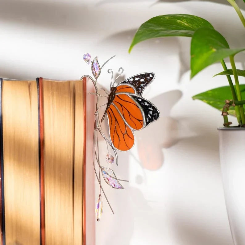 Atrapasueños de cristal Monarch para plantas - Mariposa de vidriera