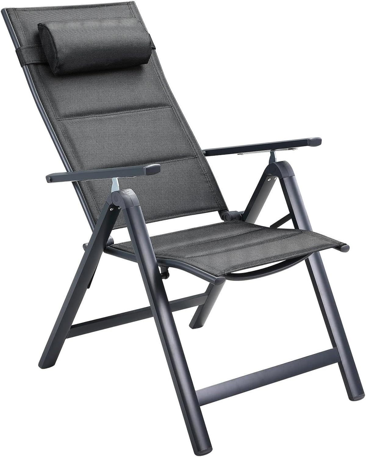 Juego de 4 sillas de jardín plegables Casaria®, acolchadas, de aluminio, ajustables en 8 posiciones, capacidad de carga de 120 kg, resistentes a la intemperie, para exterior, balcón, camping, con respaldo alto.