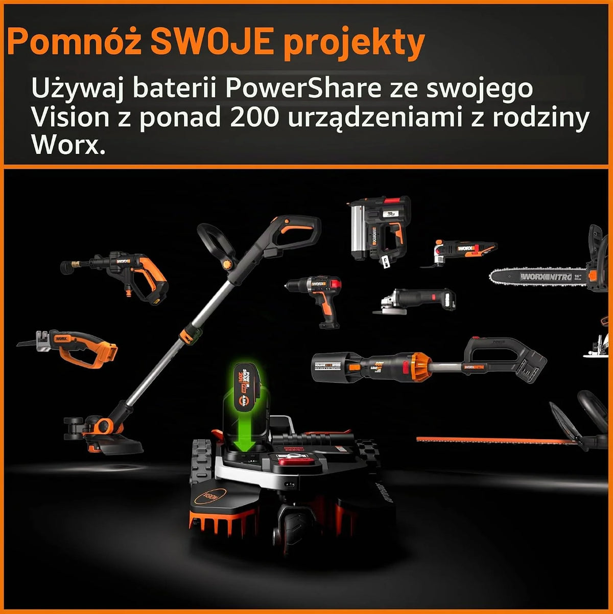 Worx Landroid Vision Robot Koszący, Czarny/Pomarańczowy, 1300 m²