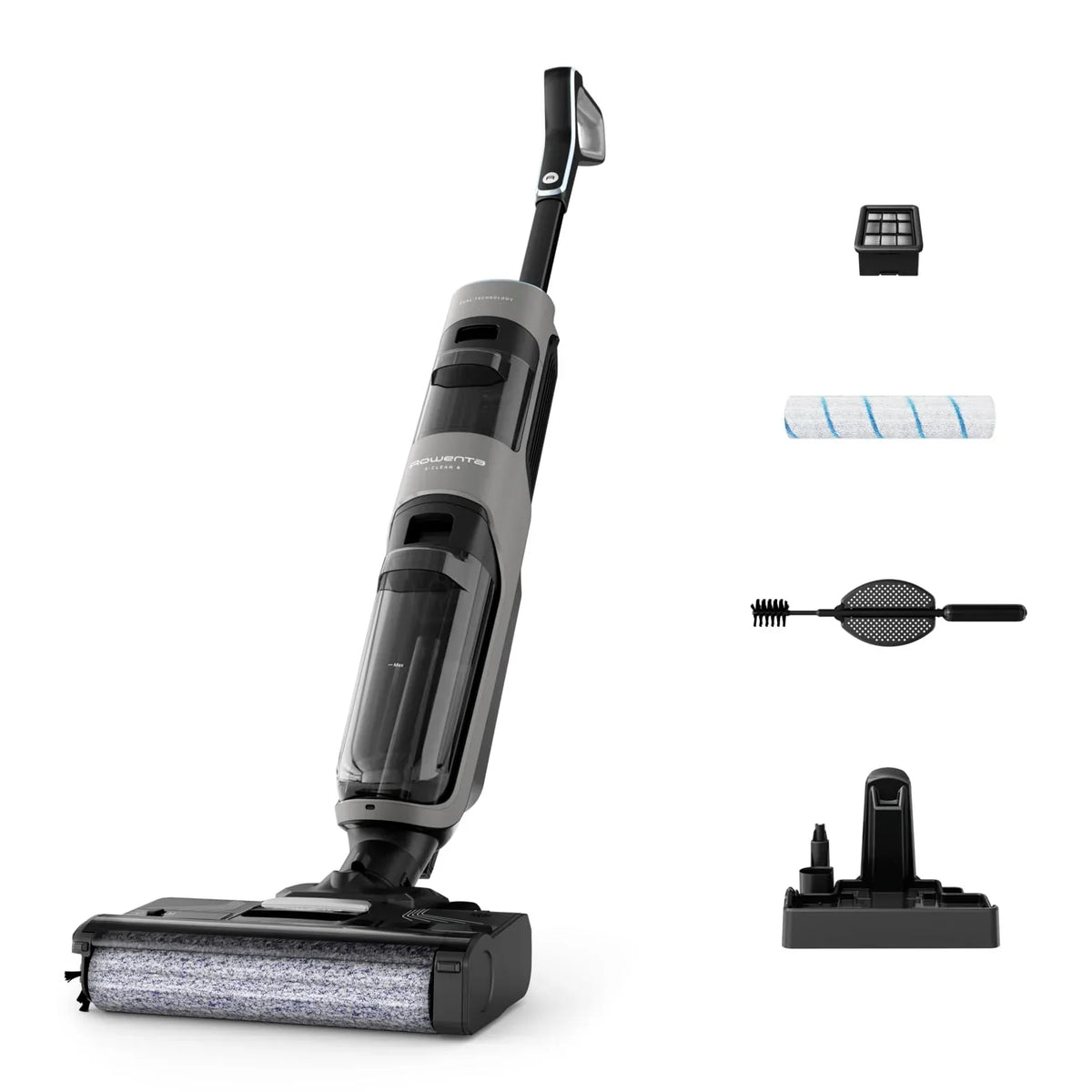 Aspirador inalámbrico en seco y húmedo Rowenta XClean 4, 50 min de autonomía, autolimpieza, detección de suciedad, GZ5036