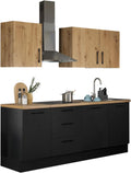 Stella Trading Turin ZB Cocina compacta 220 x 211 x 60 cm, negro - Sin electrodomésticos - Cocina moderna y espaciosa con aspecto de roble Artisan y gran capacidad de almacenamiento