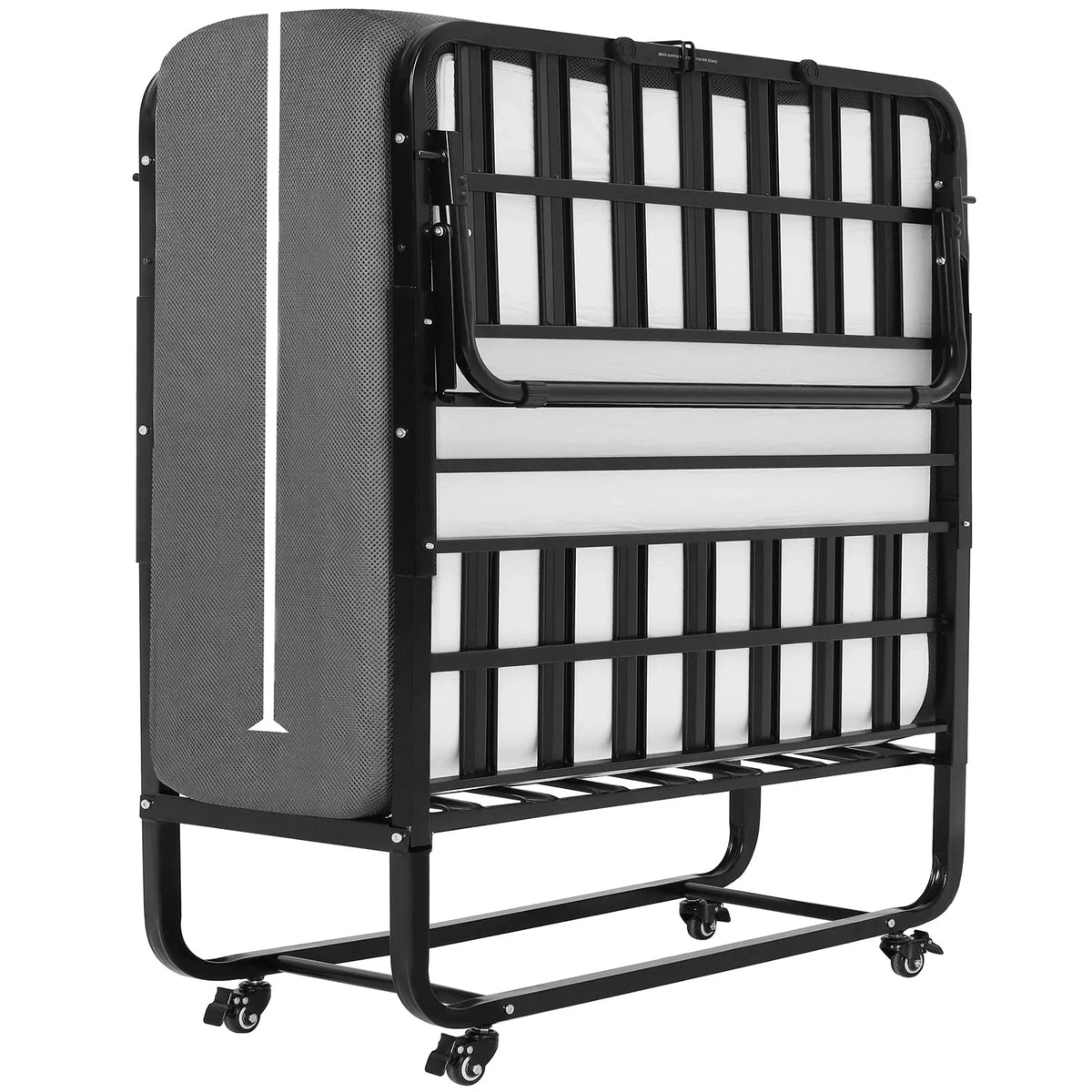 Cama plegable DICTAC 90x200cm para adultos con colchón de espuma viscoelástica de 13cm, estructura metálica plegable con ruedas, capacidad de carga de 200kg