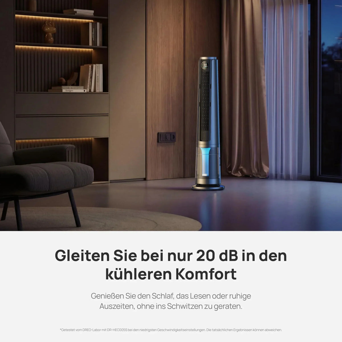 Ventilador nebulizador 765S, ventilador de torre 3 en 1, depósito de 6 L, flujo de aire de 10,4 m/s, control por aplicación Wi-Fi, 12 velocidades, 4 modos