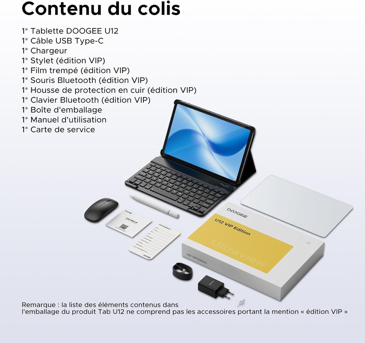 Tableta Android DOOGEE U12-V, tableta de 12 pulgadas, 24 GB RAM + 128 GB ROM (TF 2 TB), batería de 9000 mAh / carga rápida de 18 W, procesador Octa-Core Unisoc T7255, cámara de 13 MP, teclado para tableta con lápiz óptico, WiFi 5G