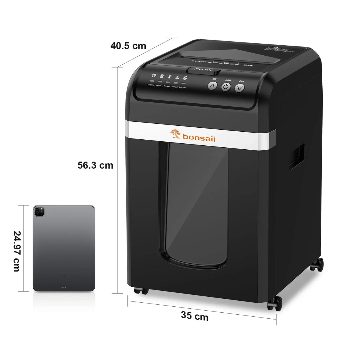 Destructora de papel bonsaii AutoFeed 200 hojas P4 microcorte 60 min, depósito extraíble de 31 L, silenciosa 58 dB C283