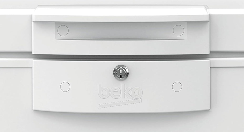 Congelador arcón Beko HSM46740 grande, 451 l de capacidad útil, 3 cestas de congelación, alarma de temperatura, bloqueable, iluminación interior, 36 db(A), blanco