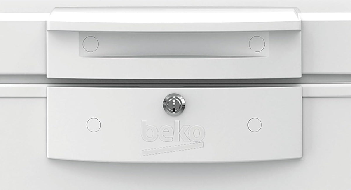 Congelador arcón Beko HSM46740 grande, 451 l de capacidad útil, 3 cestas de congelación, alarma de temperatura, bloqueable, iluminación interior, 36 db(A), blanco