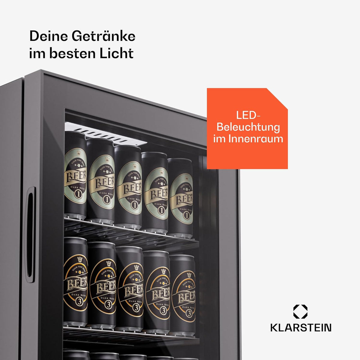 Mininevera Klarstein con puerta de cristal para habitaciones, refrigerador de bebidas con estantes ajustables, pequeño de 80 litros, frigorífico silencioso para interiores/exteriores